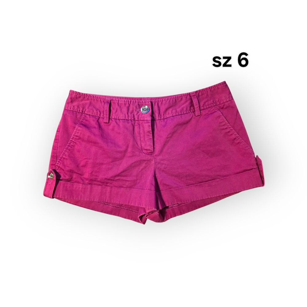 Women's Pink Magenta Sz 6 Express Chino Mid-Rise Shorts